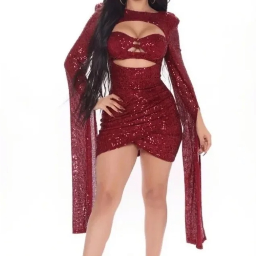 Fashion Nova That Glimmer Glow Sequin Red Sz XL NWT